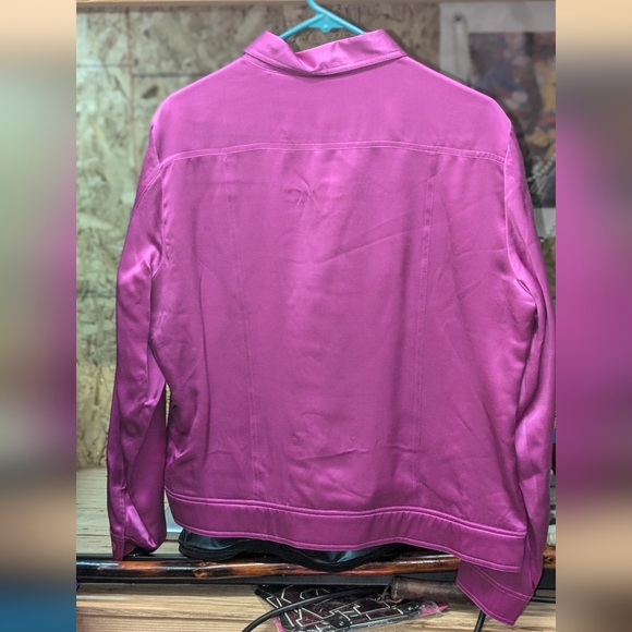 Purple, Teal Green, Pink Worthington Silk Blouse Jackets Size Large - Picture 7 of 9